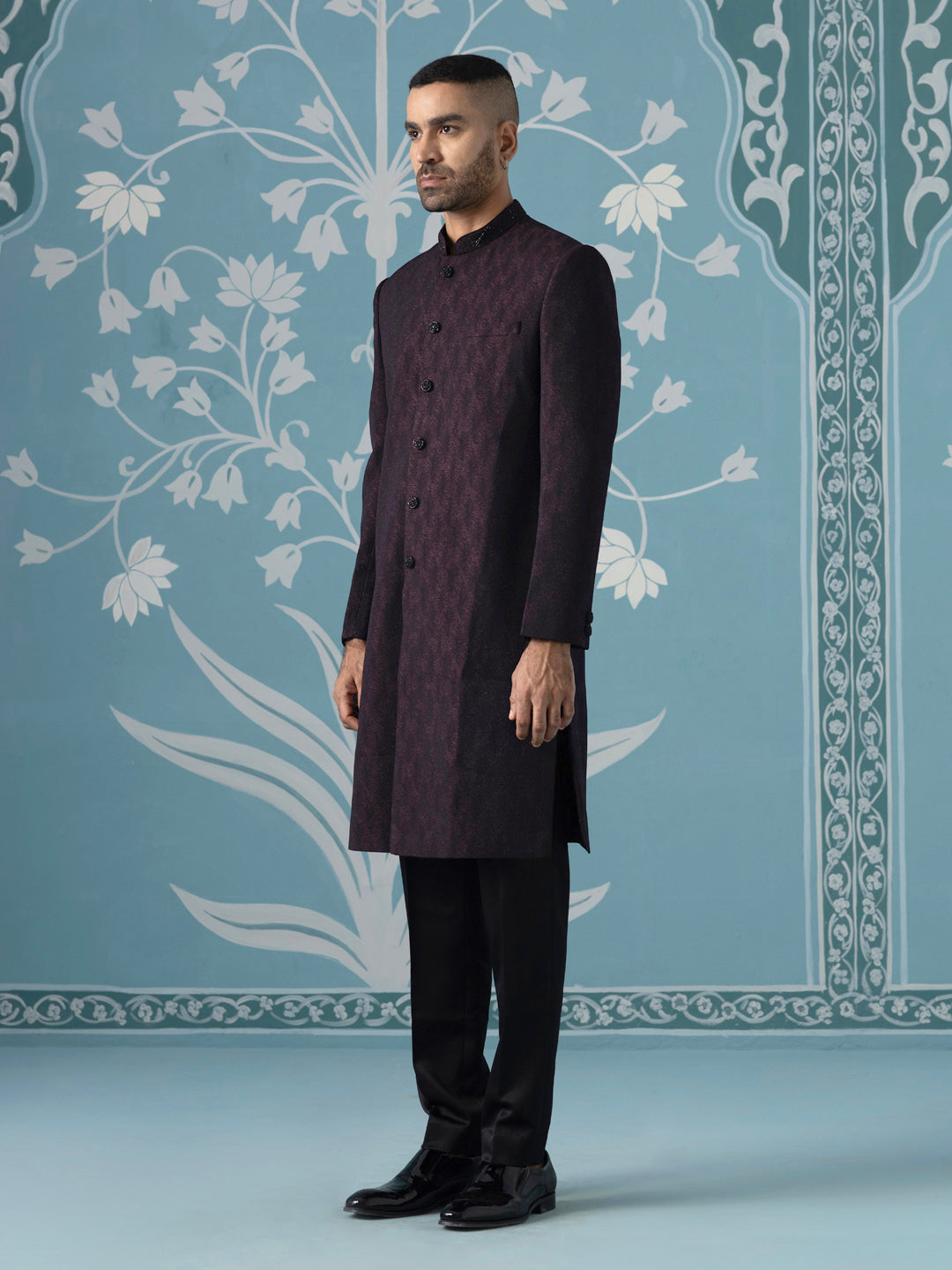 Dark Wine Closed Indo-Western Set