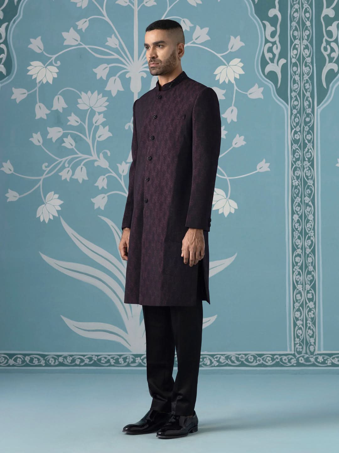 Dark Wine Closed Indo-Western Set