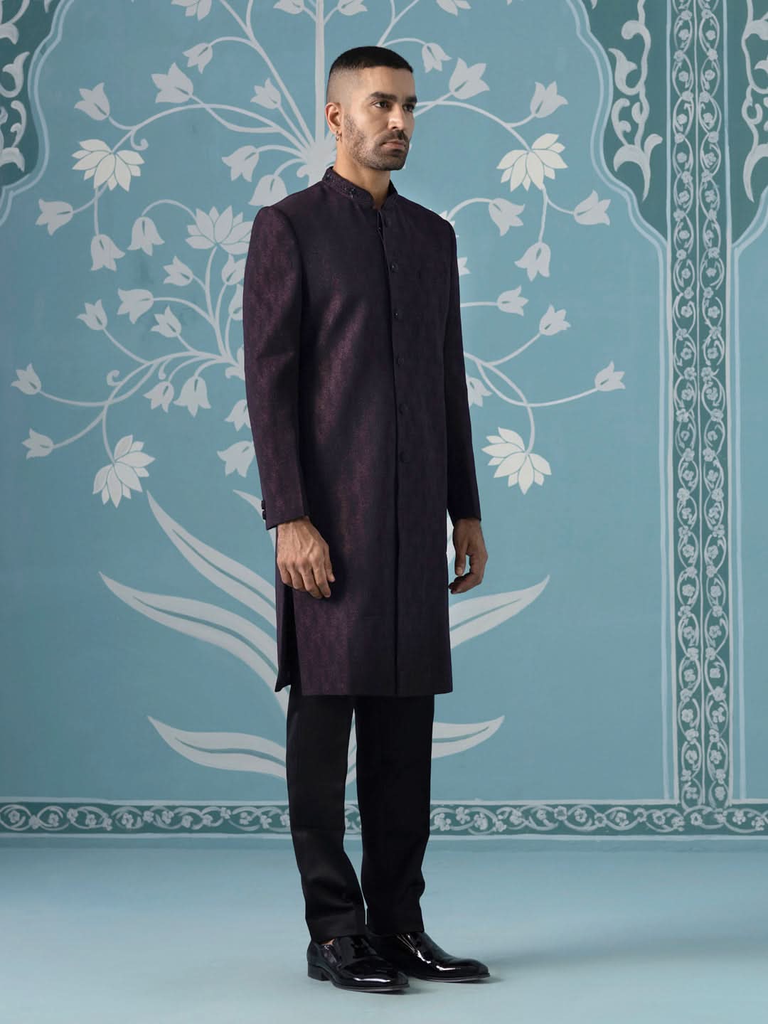 Dark Wine Closed Indo-Western Set