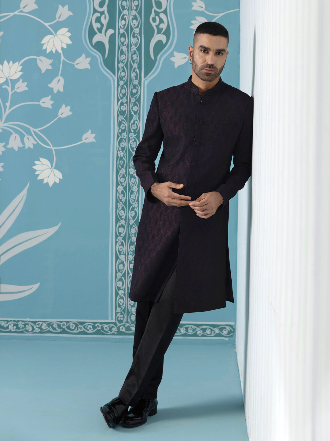 Dark Wine Closed Indo-Western Set