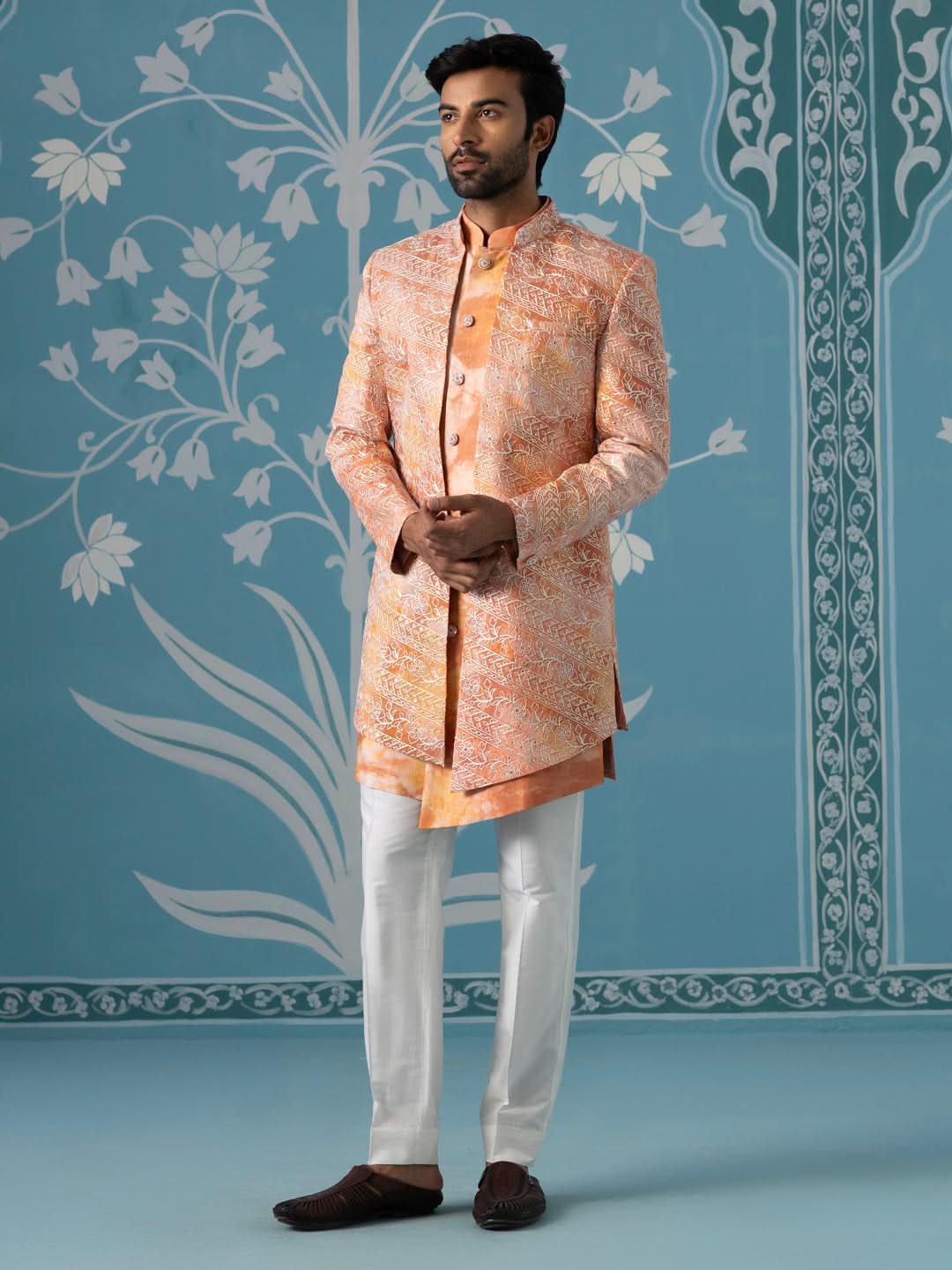 Multi-Orange Dyed Front-Open Indo Set