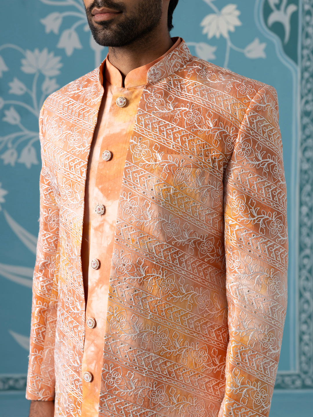 Multi-Orange Dyed Front-Open Indo Set