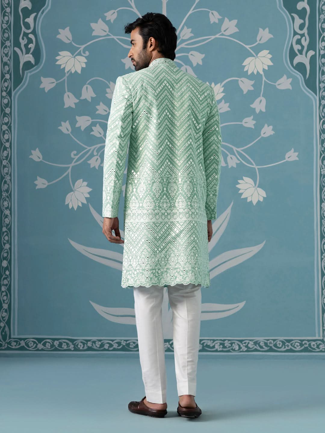 Mint Green Open Indo-Western Set