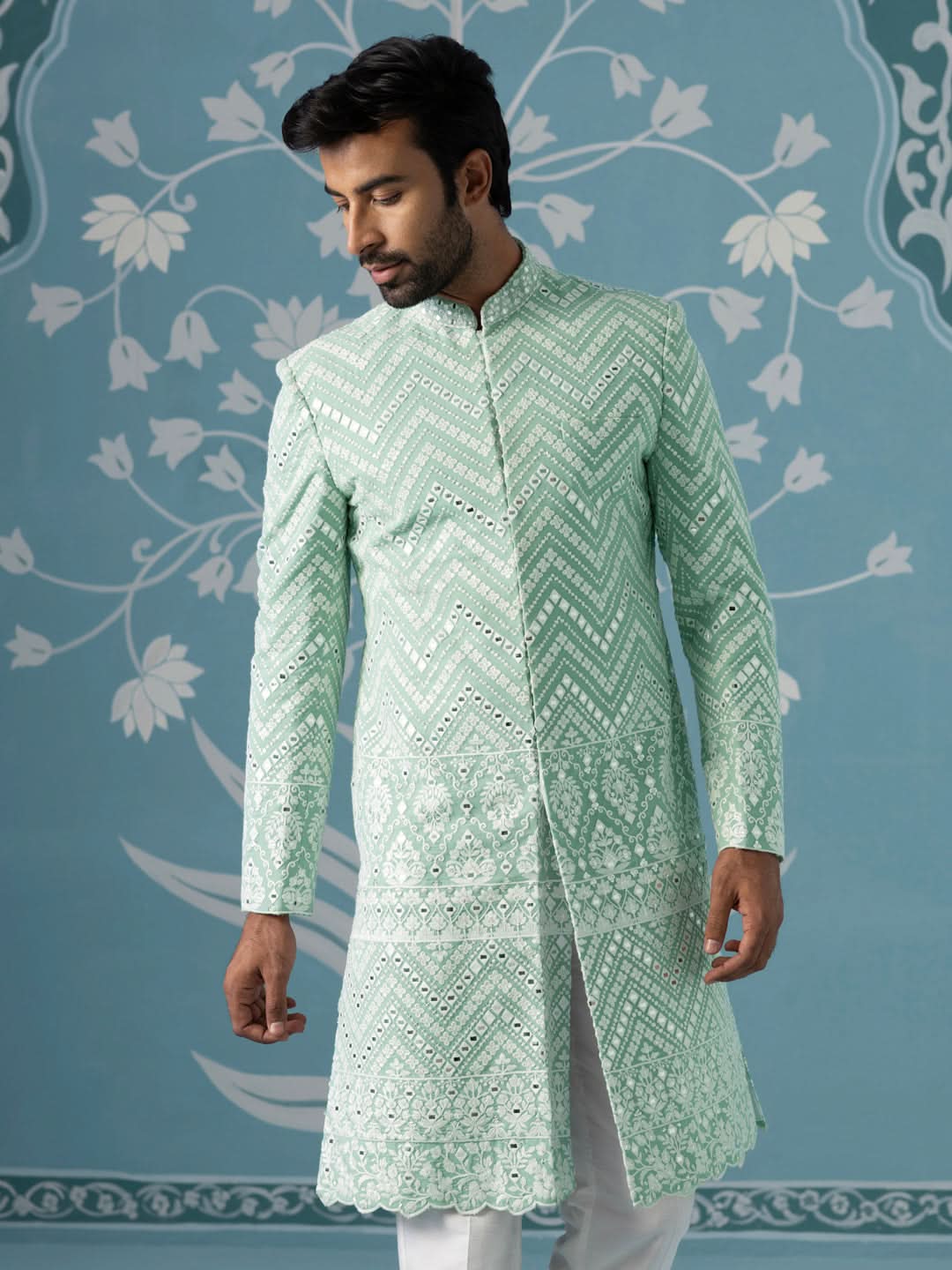 Mint Green Open Indo-Western Set