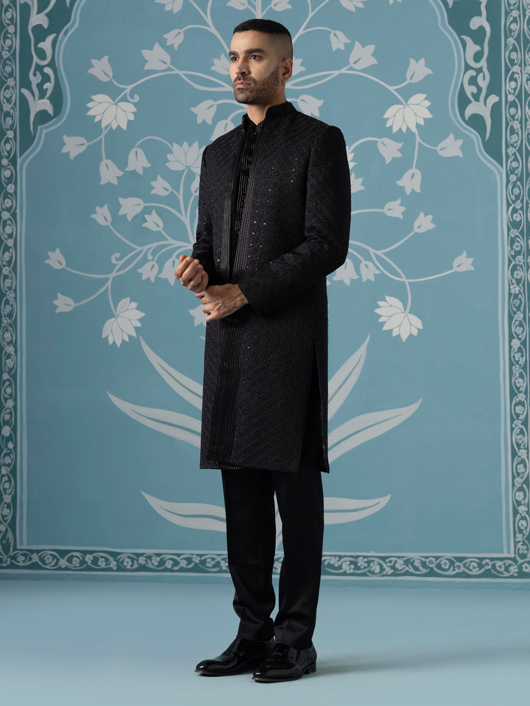 Black Embroidered Indo Set