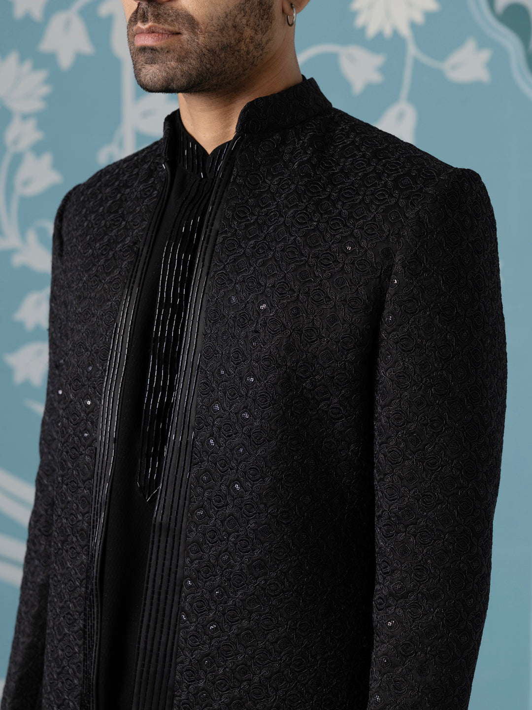 Black Embroidered Indo Set