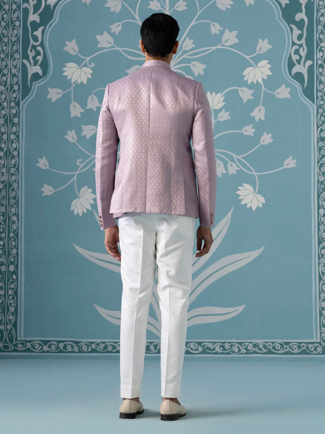 Lavender Textured Bandhgala Suit