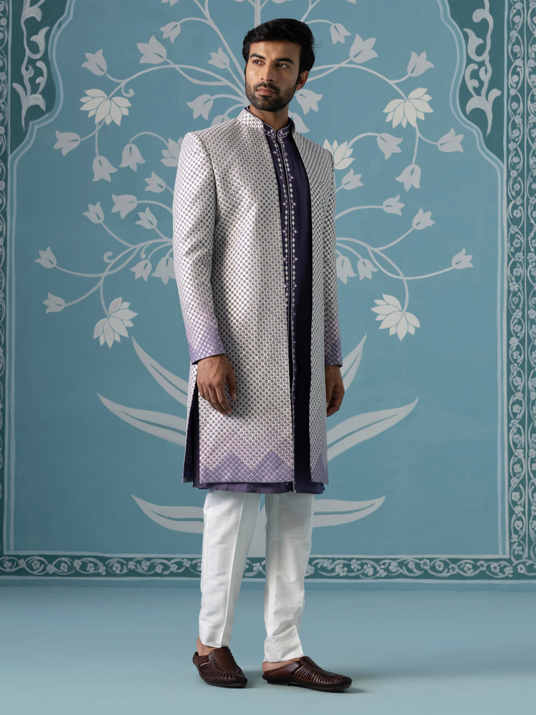 Gota Embroidery Ombre Style Layered Indowestern