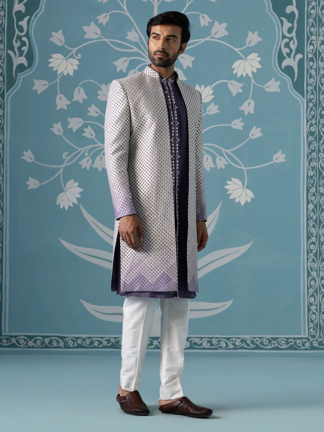 Gota Embroidery Ombre Style Layered Indowestern