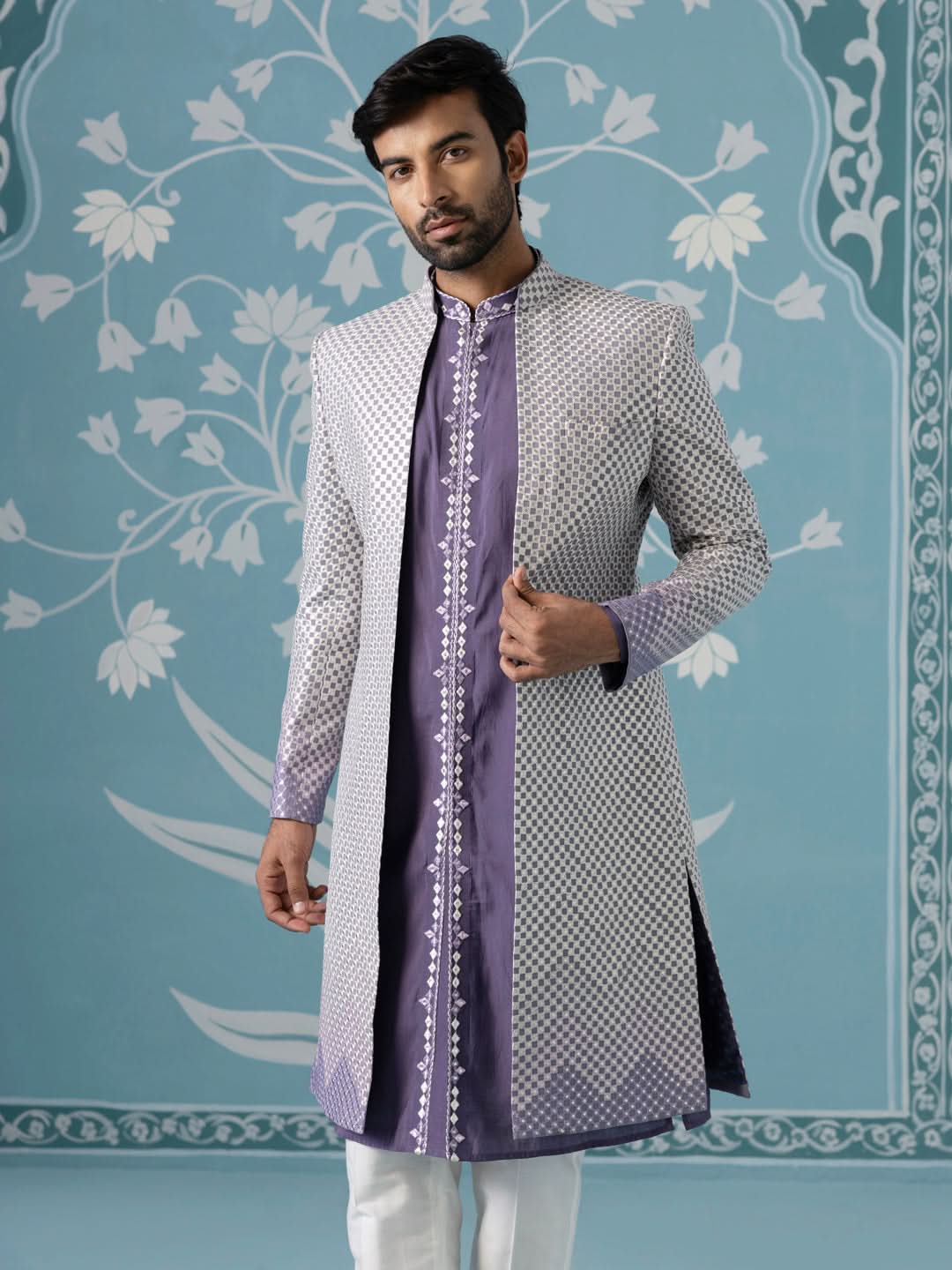 Gota Embroidery Ombre Style Layered Indowestern