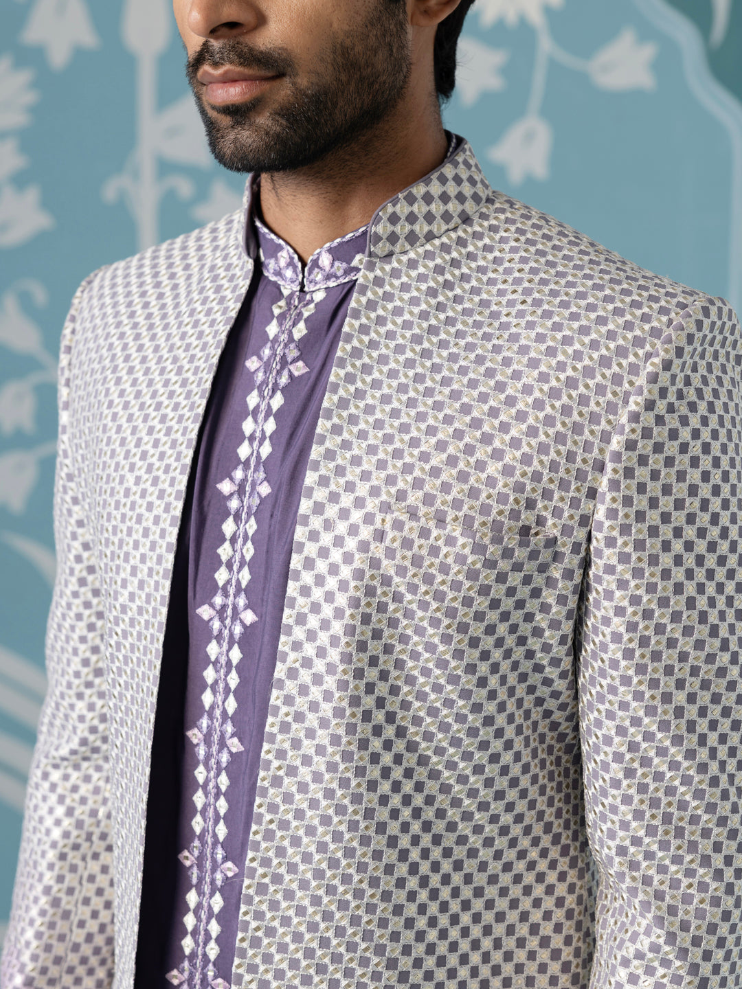 Gota Embroidery Ombre Style Layered Indowestern