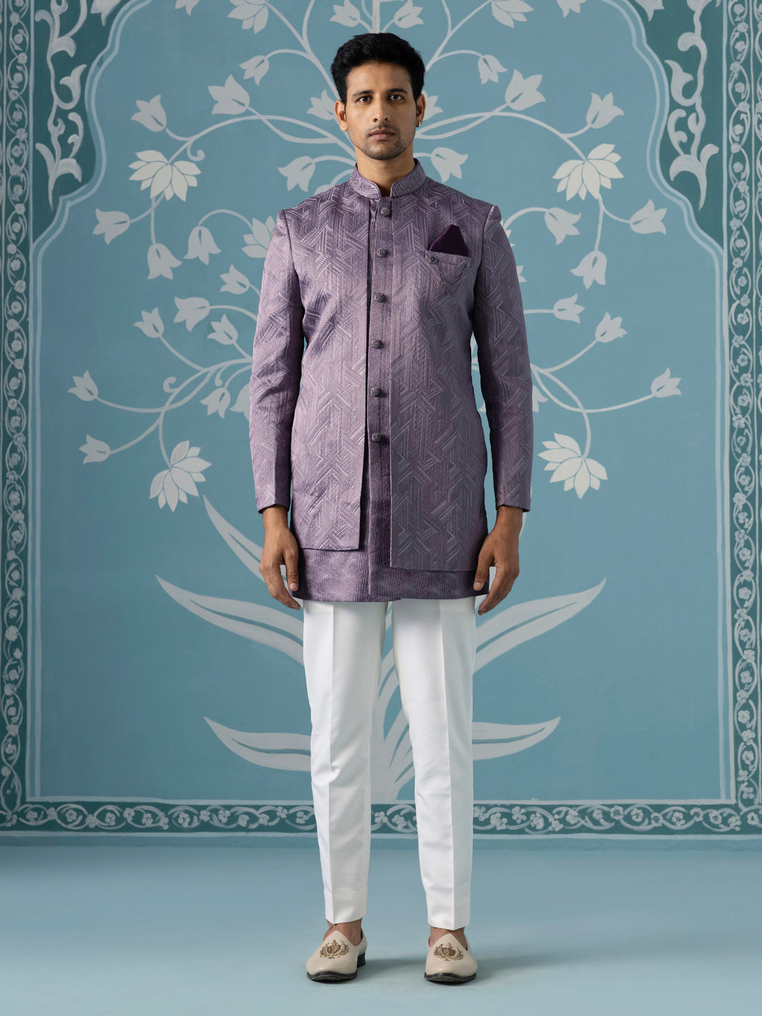 Dusky Lavender Double-Layer Indo Jacket Set