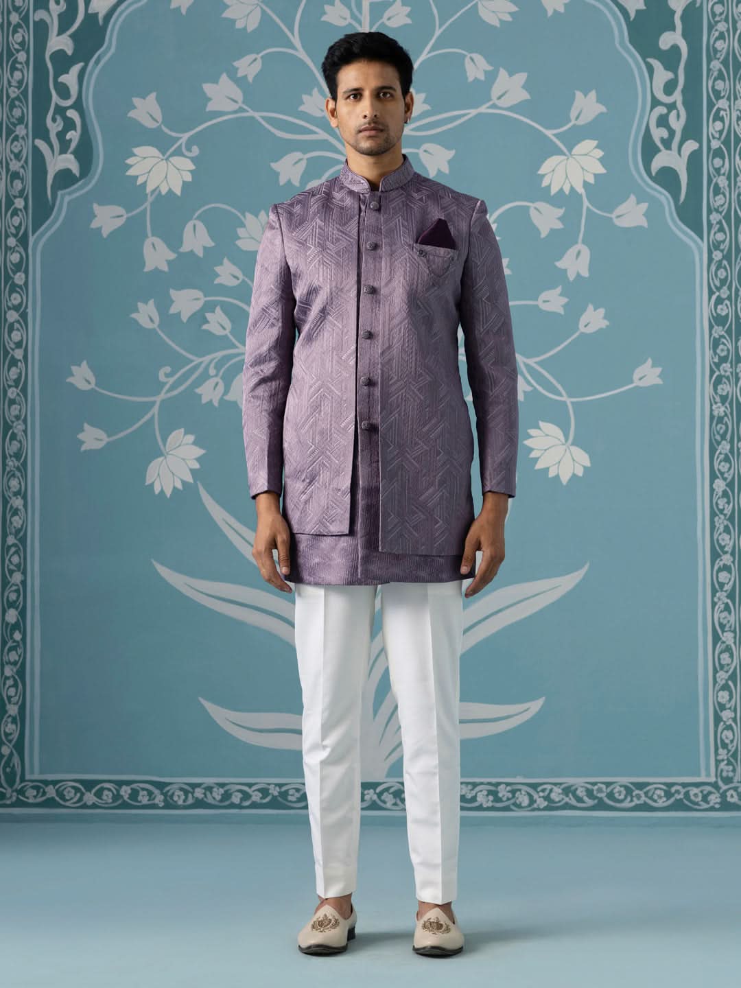 Dusky Lavender Double-Layer Indo Jacket Set