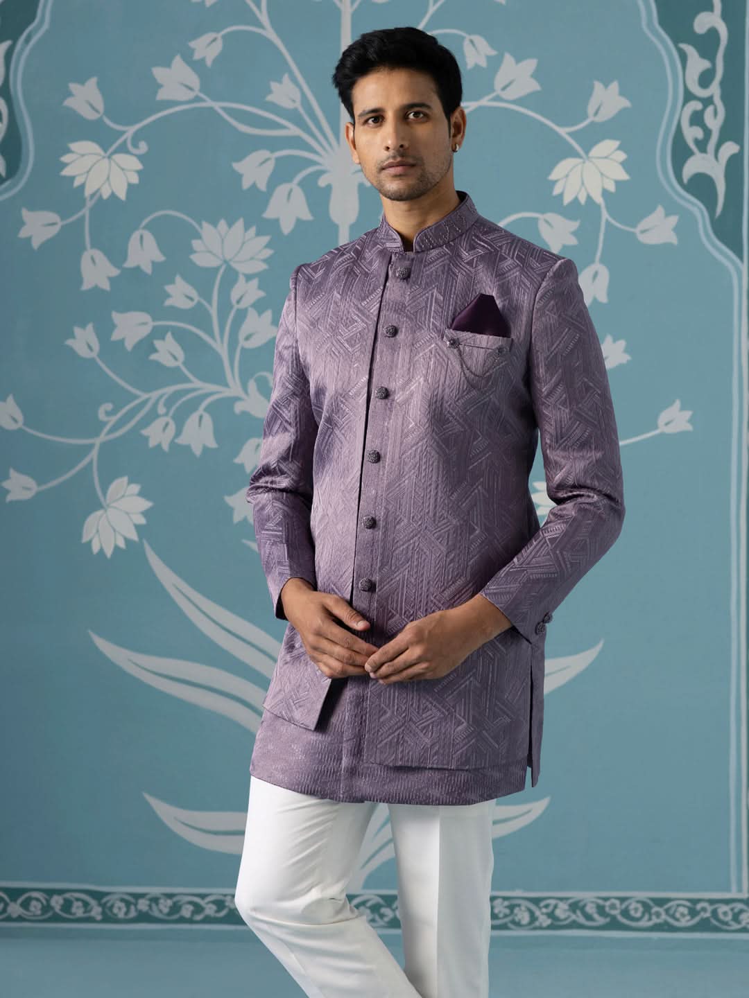 Dusky Lavender Double-Layer Indo Jacket Set