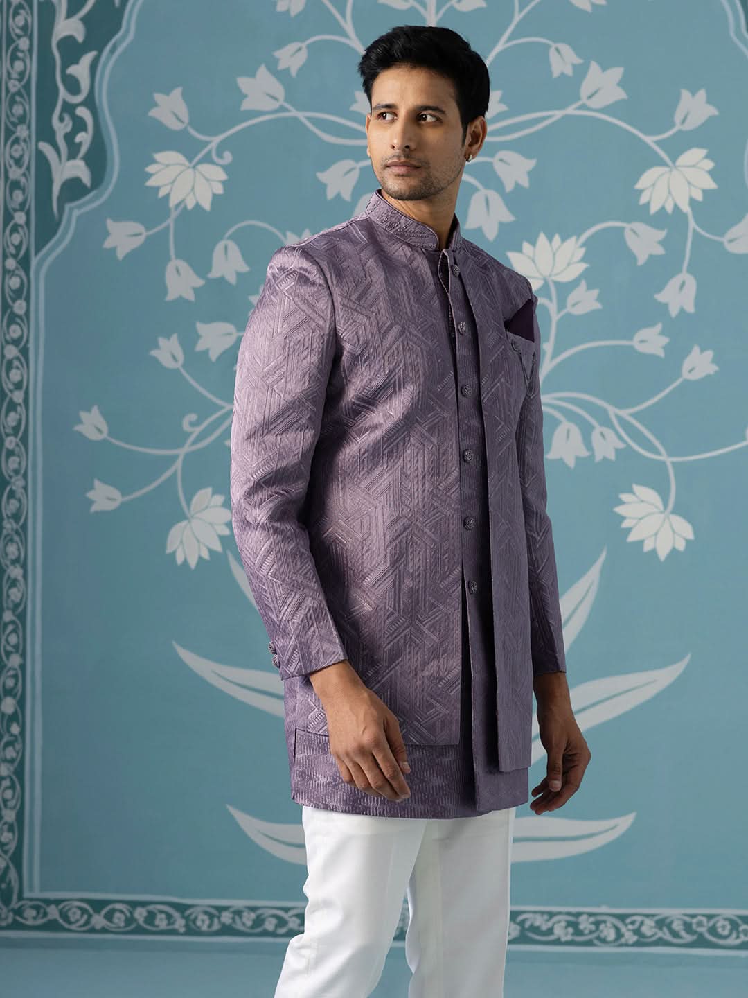 Dusky Lavender Double-Layer Indo Jacket Set