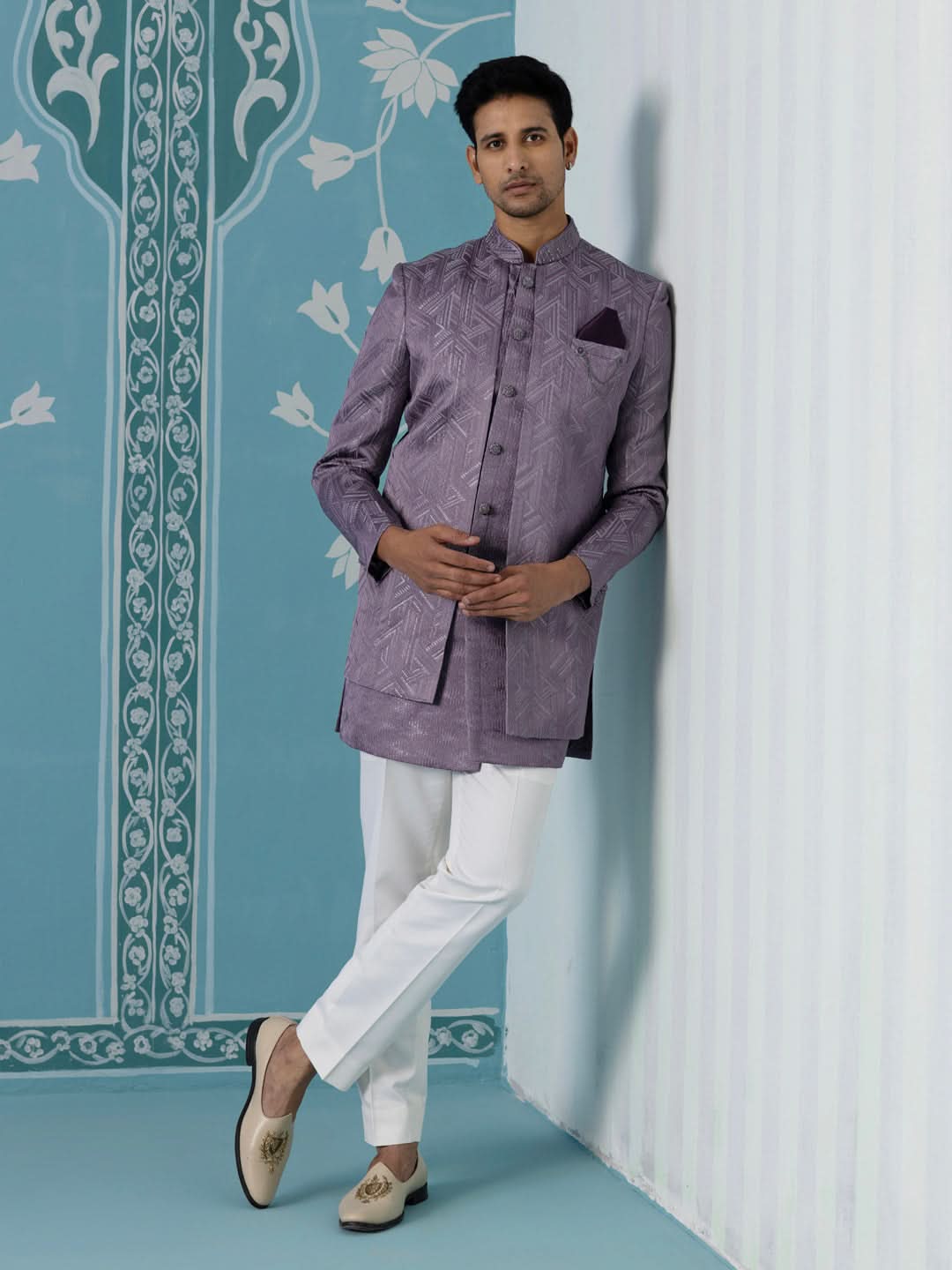 Dusky Lavender Double-Layer Indo Jacket Set