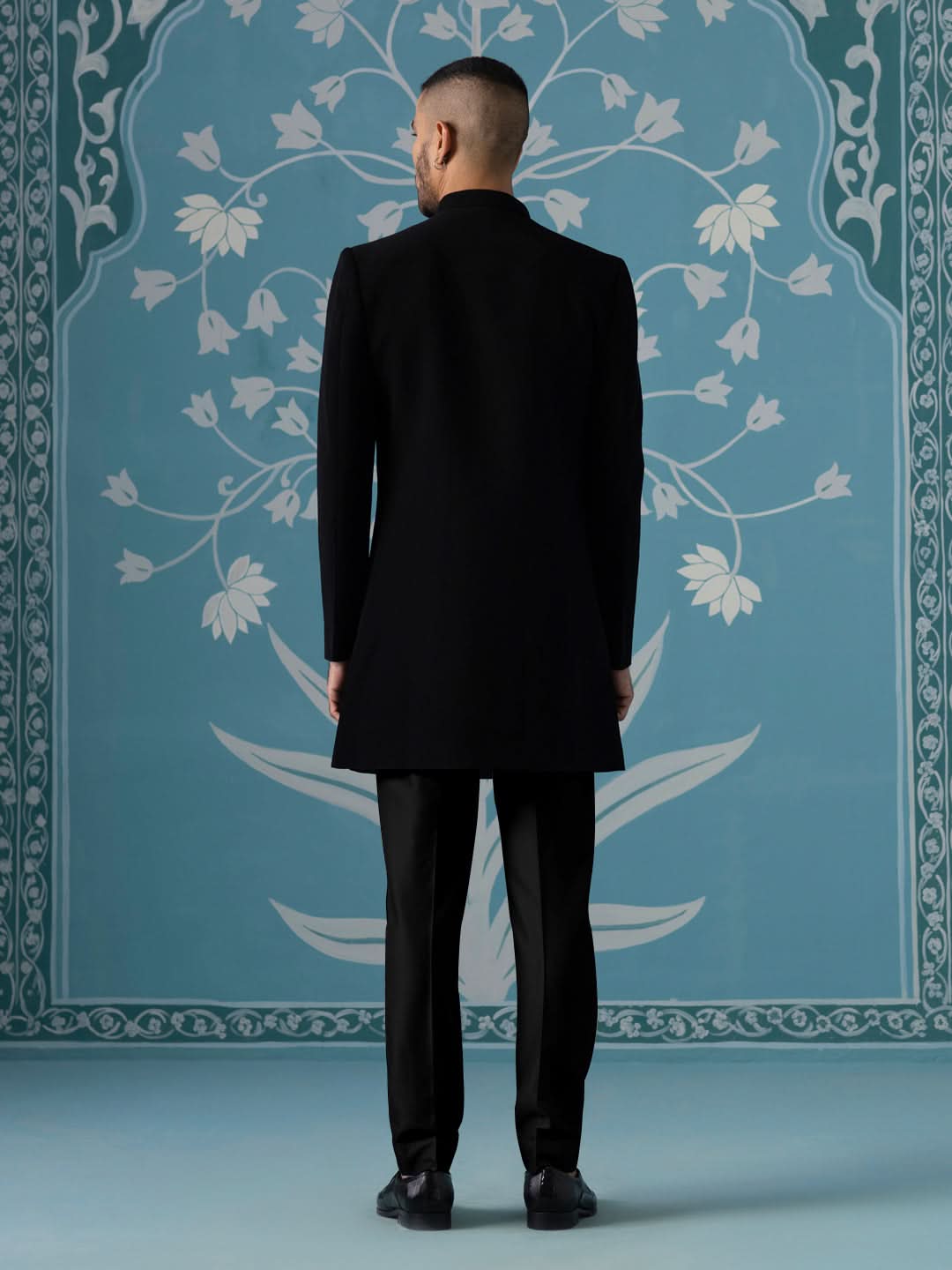 Horse embroidered black indo pant set