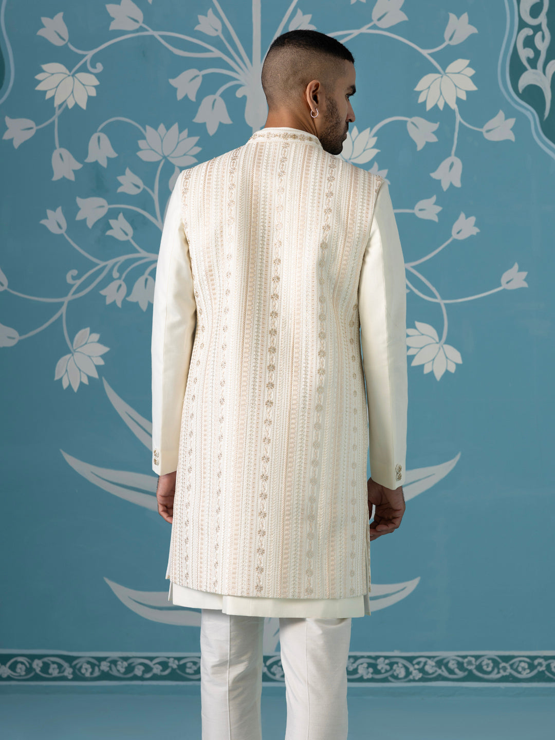 Semi-Style Sherwani with Long Bundi Set
