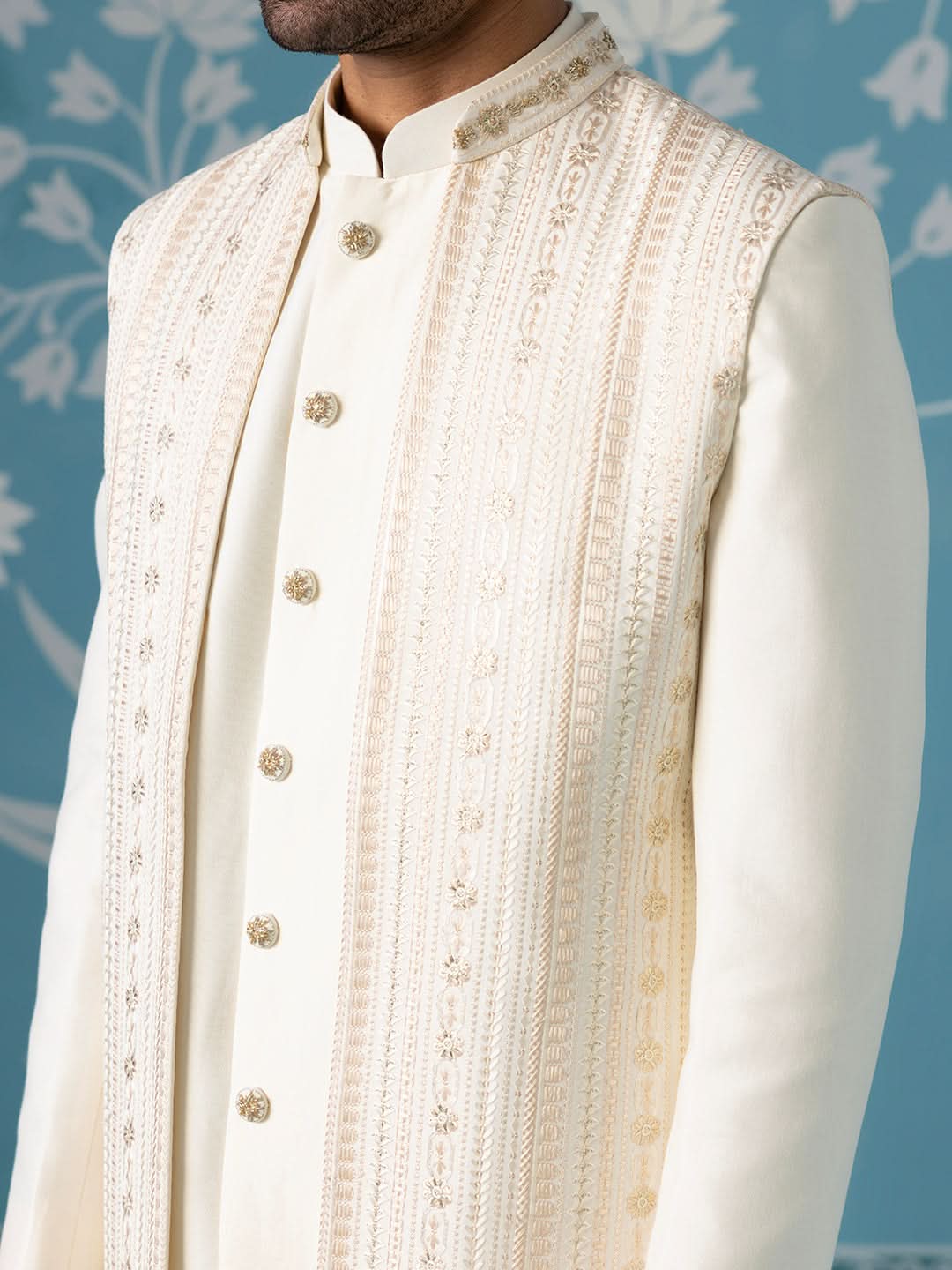 Semi-Style Sherwani with Long Bundi Set