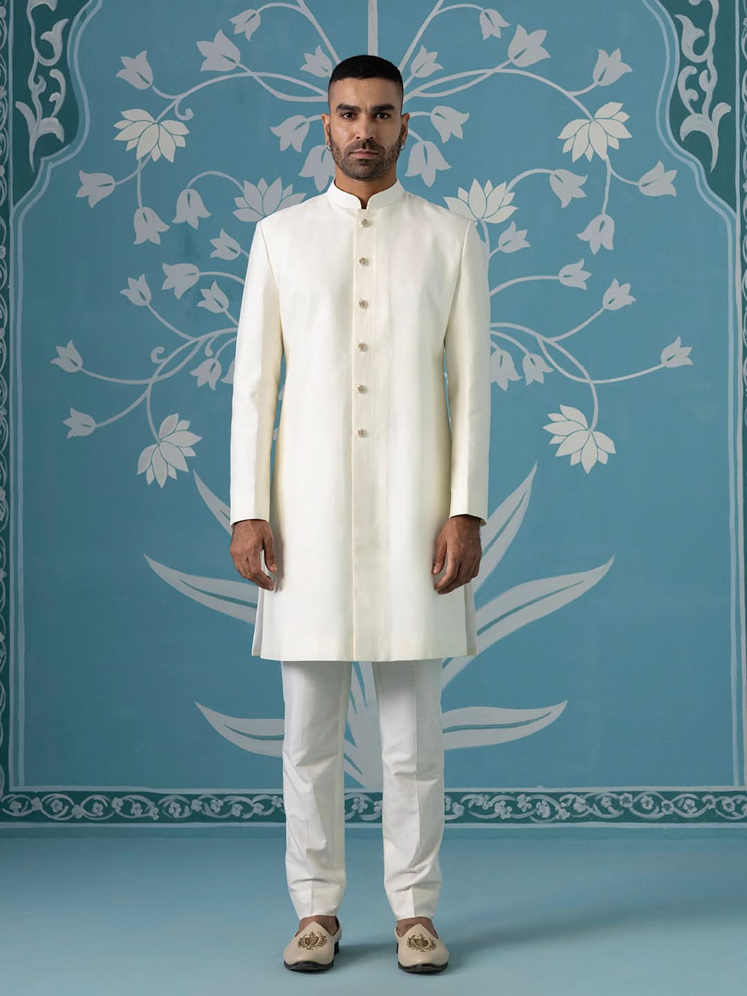 Semi-Style Sherwani with Long Bundi Set