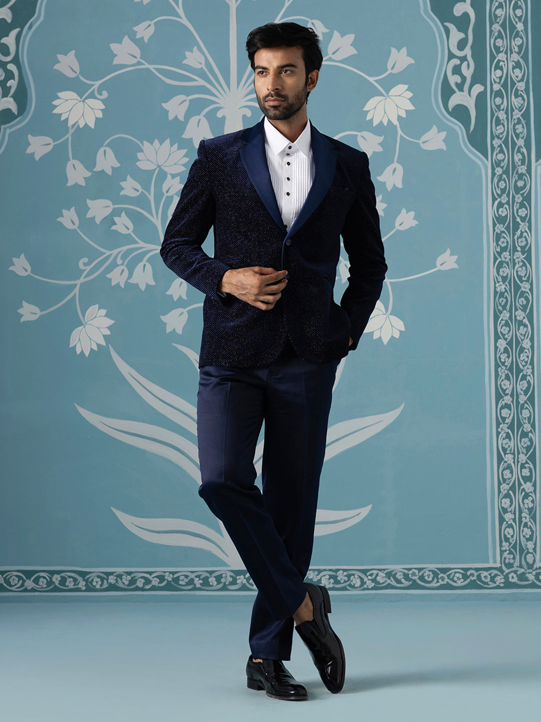 Blue Double Breasted Blazer with Shimmer Set