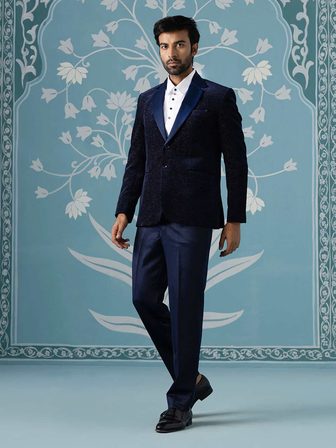 Blue Double Breasted Blazer with Shimmer Set