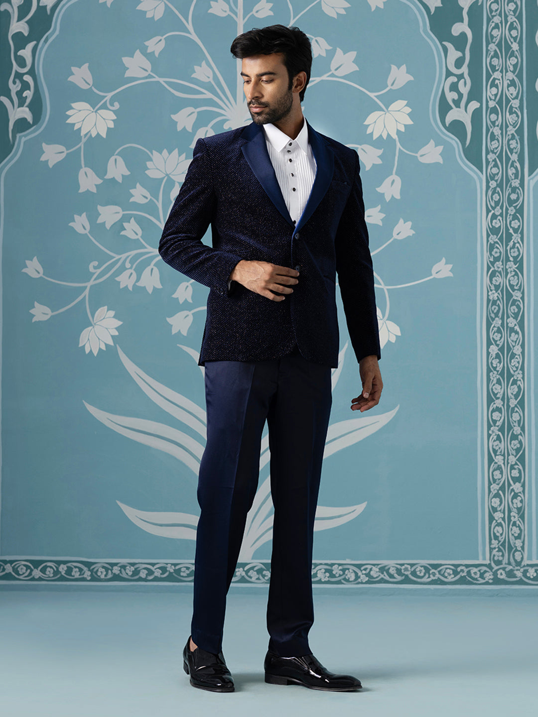 Blue Double Breasted Blazer with Shimmer Set