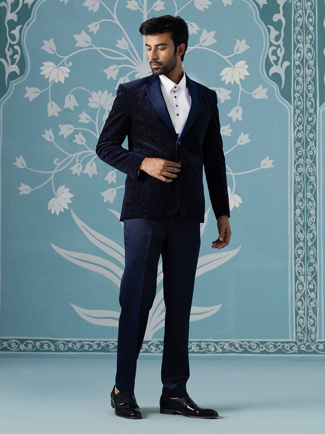 Blue Double Breasted Blazer with Shimmer Set