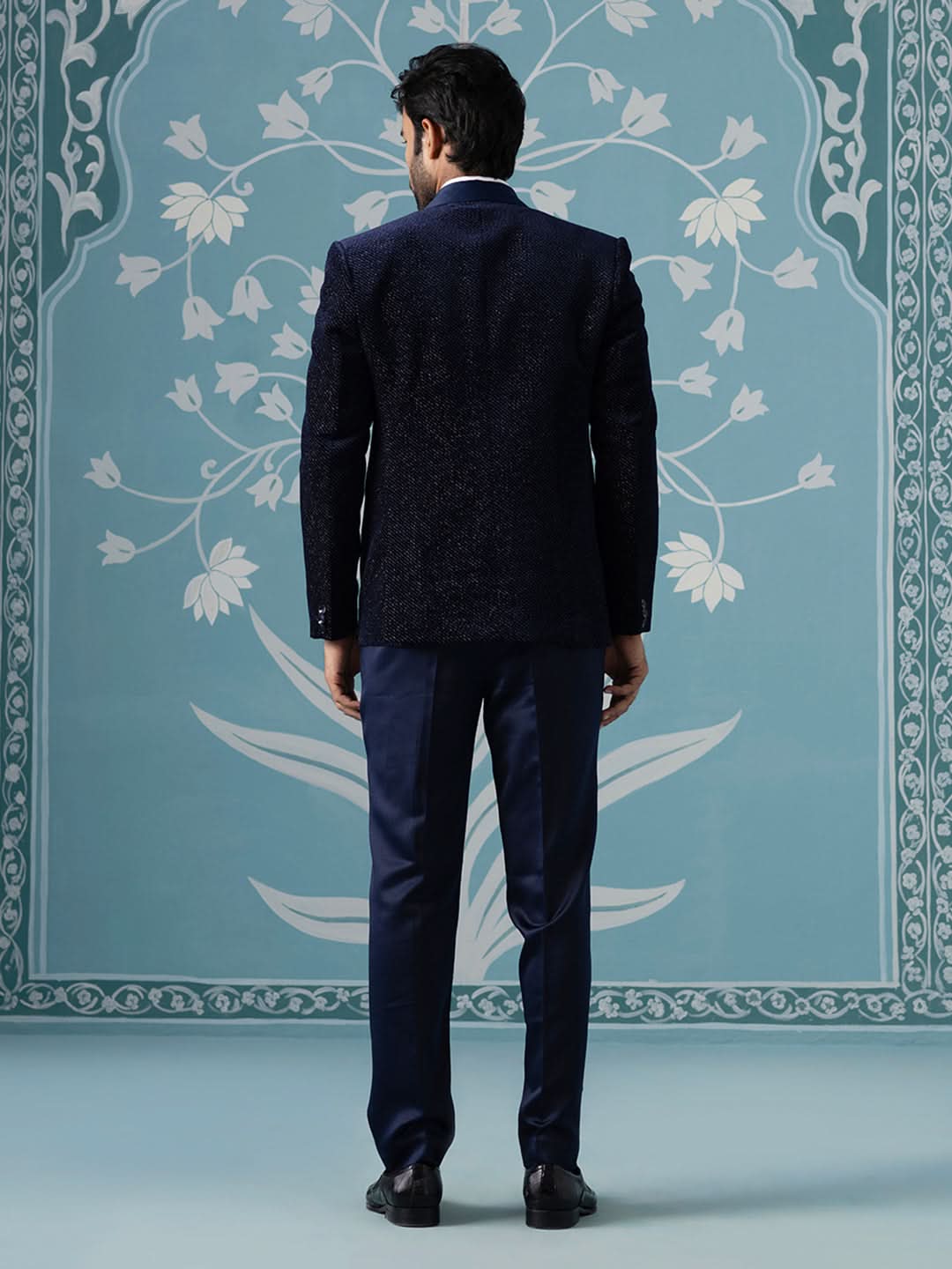 Blue Double Breasted Blazer with Shimmer Set