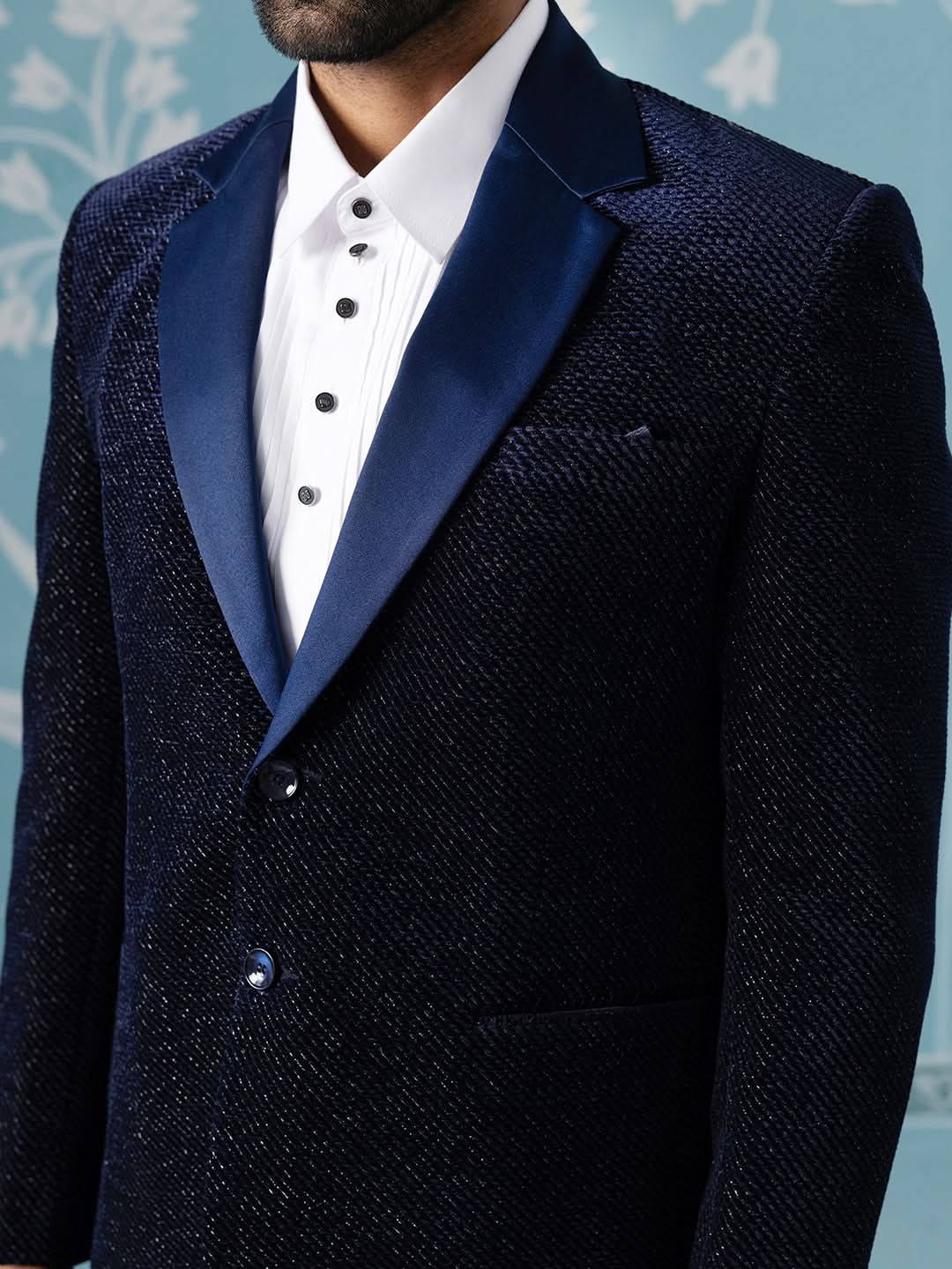 Blue Double Breasted Blazer with Shimmer Set