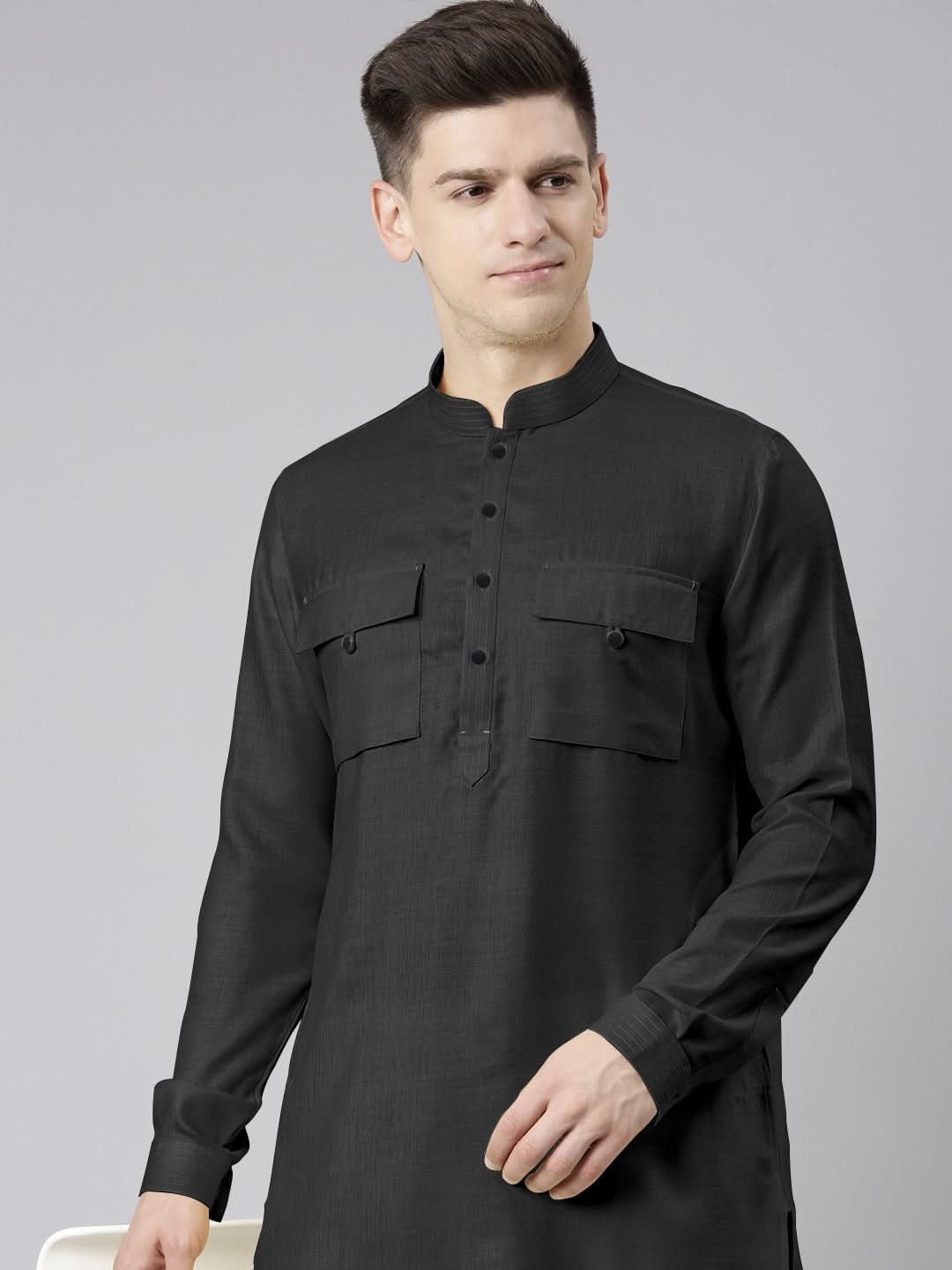 Black Pathani Kurta Set