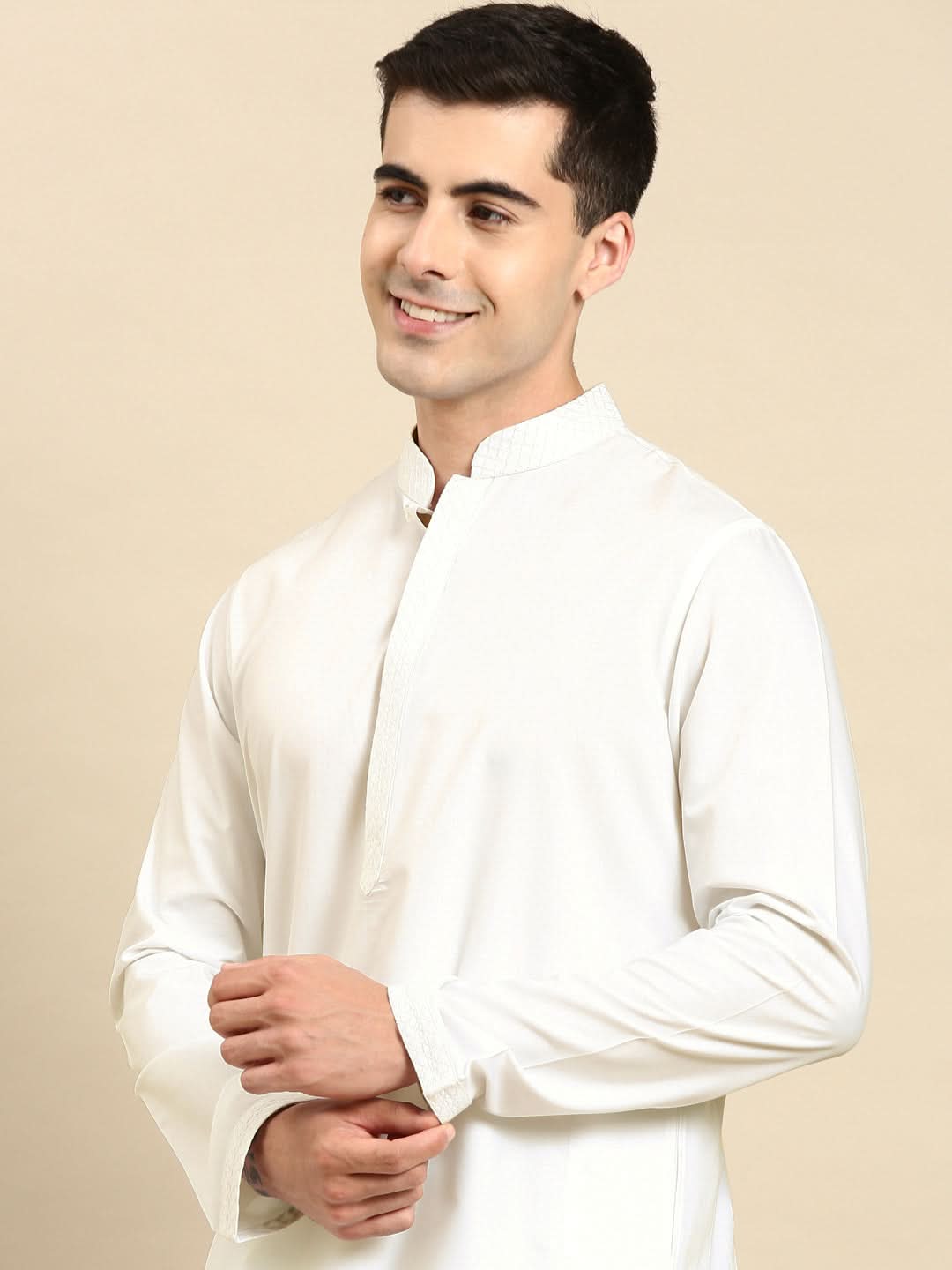 Off White fine Cotton Kurta Set