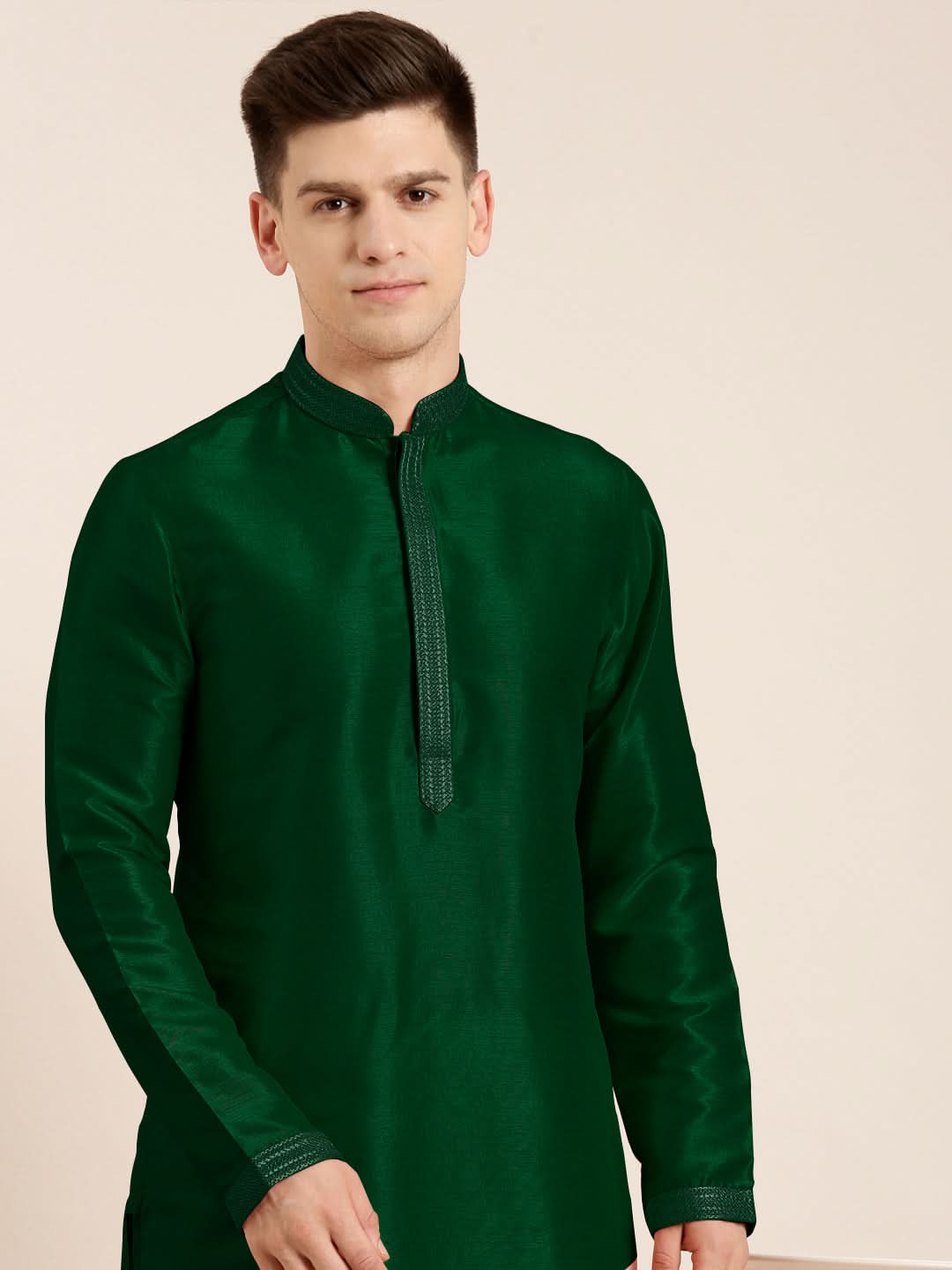 Bottle green Embroidered Kurta Set
