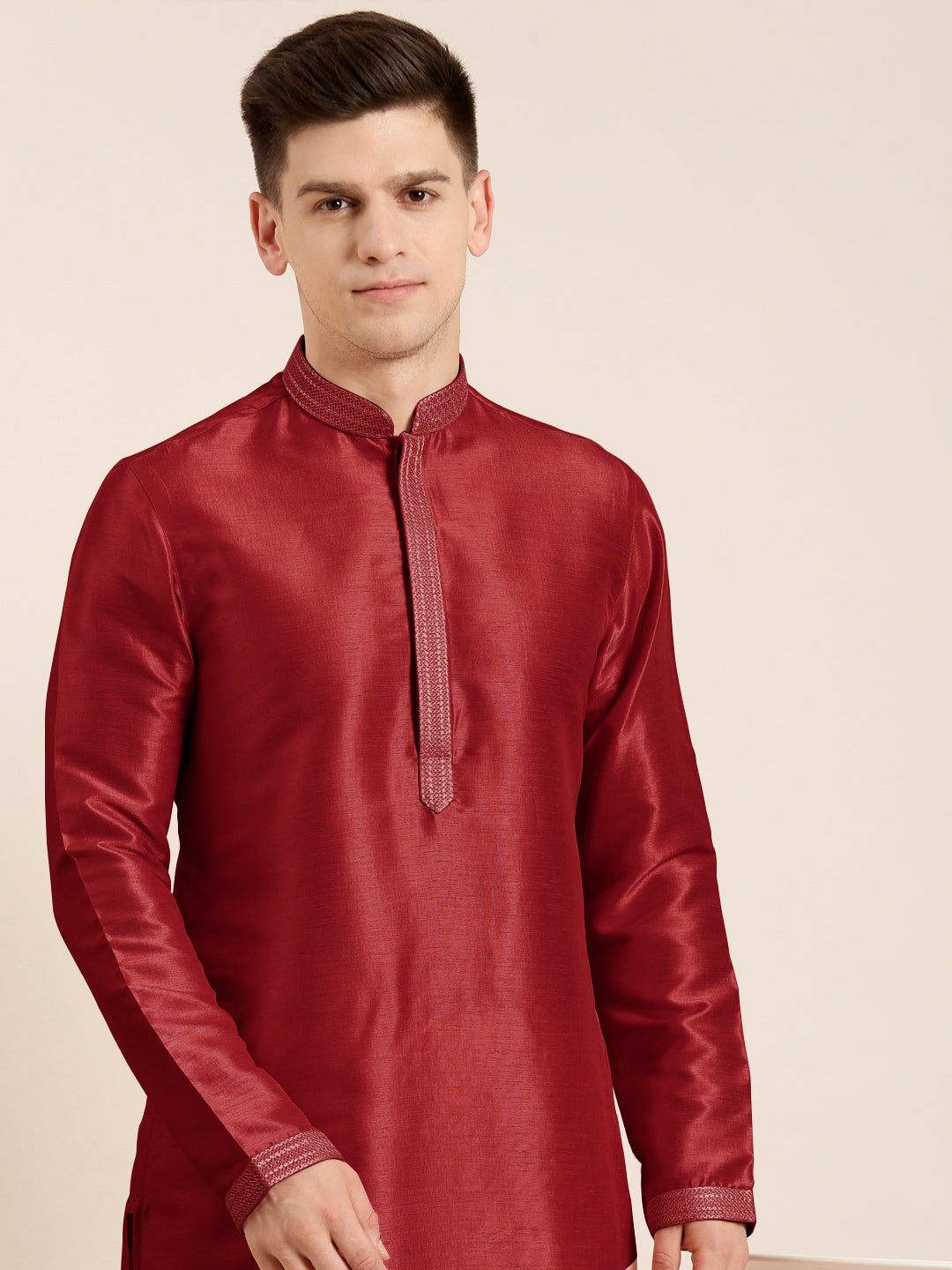 Maroon Embroidered Kurta Set