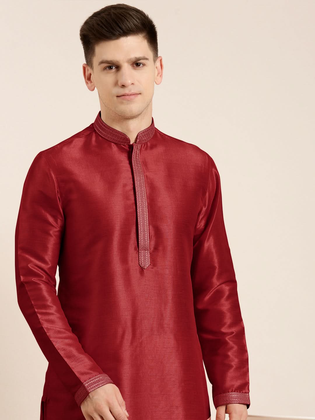Maroon Embroidered Kurta Set
