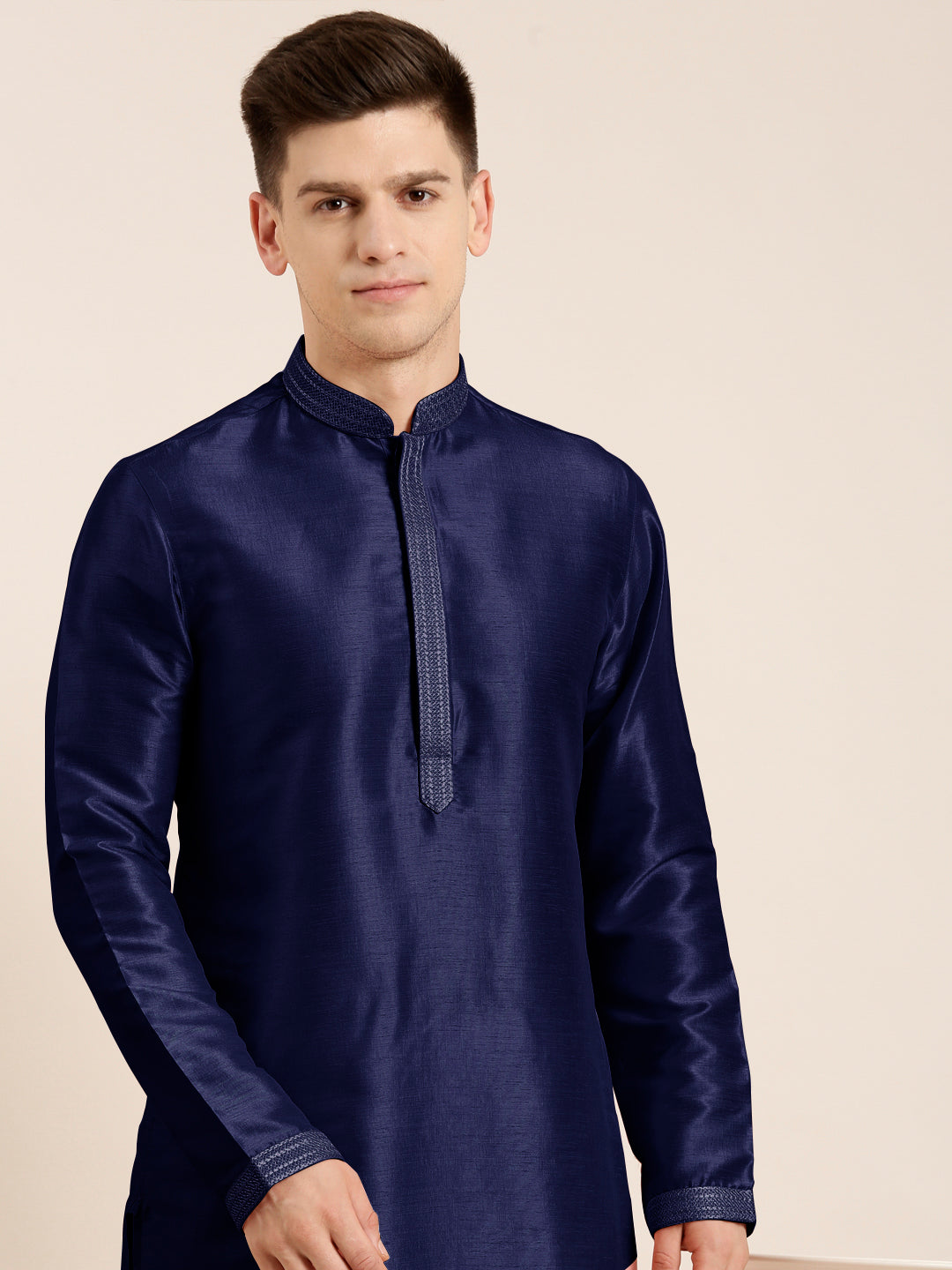 Navy Blue Embroidered Kurta Set