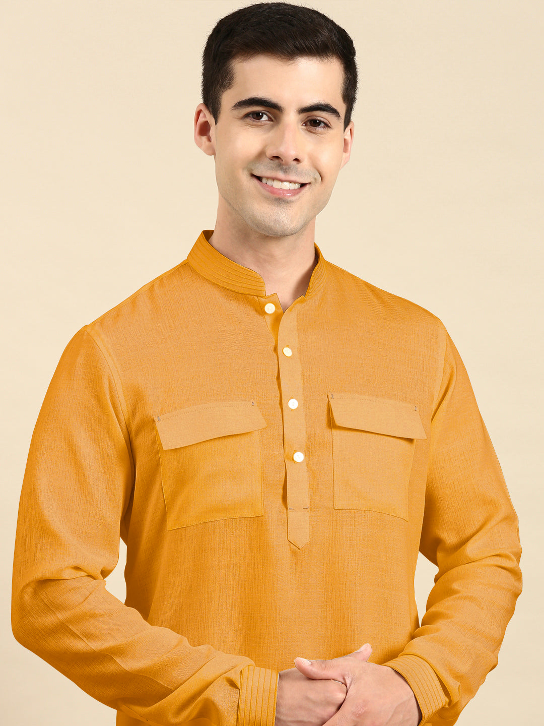 Mustard Pathani Kurta Set