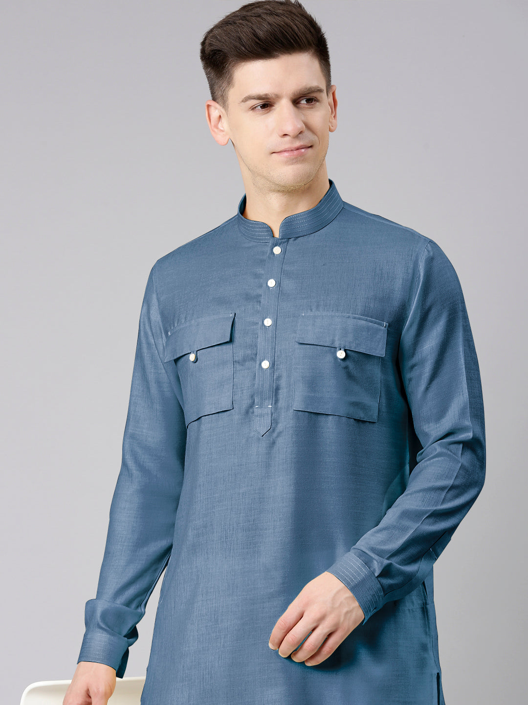 Denim Blue Pathani Kurta Set