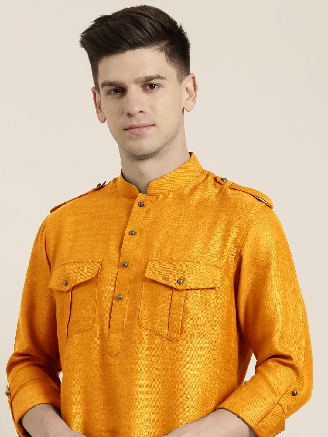 Mustard cotton Short Pathani
