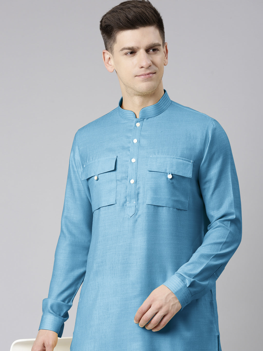 Blue Light Pathani Kurta Set