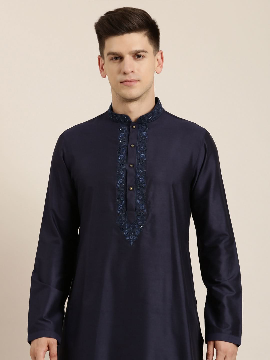Navy Dori Embroidery Kurta Set