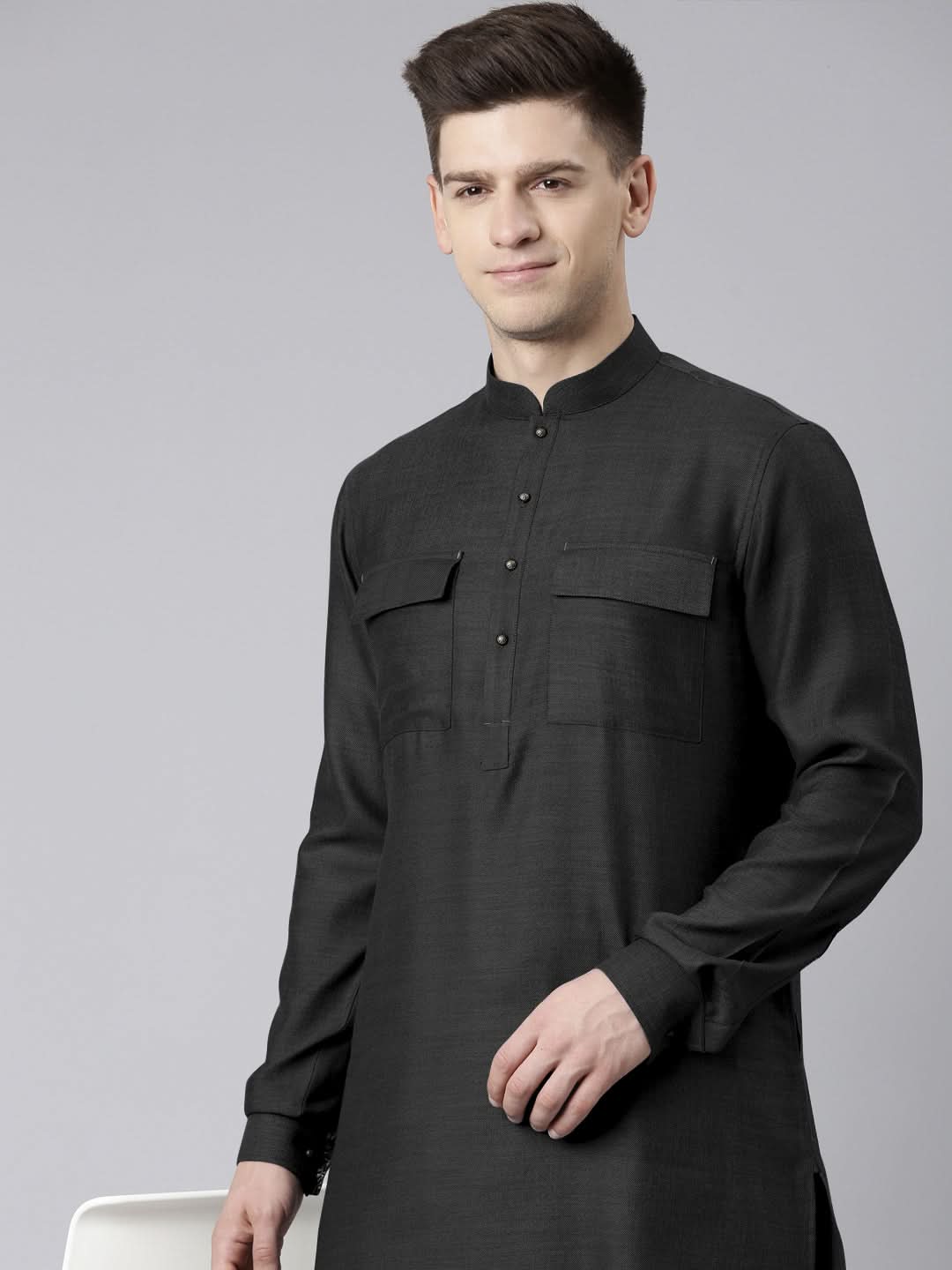 Black Pathani Kurta Set