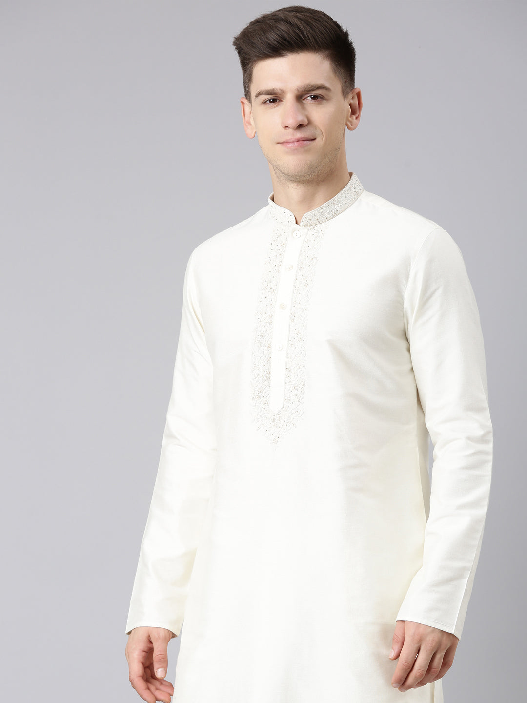 Cream Dori Embroidered  Kurta Set