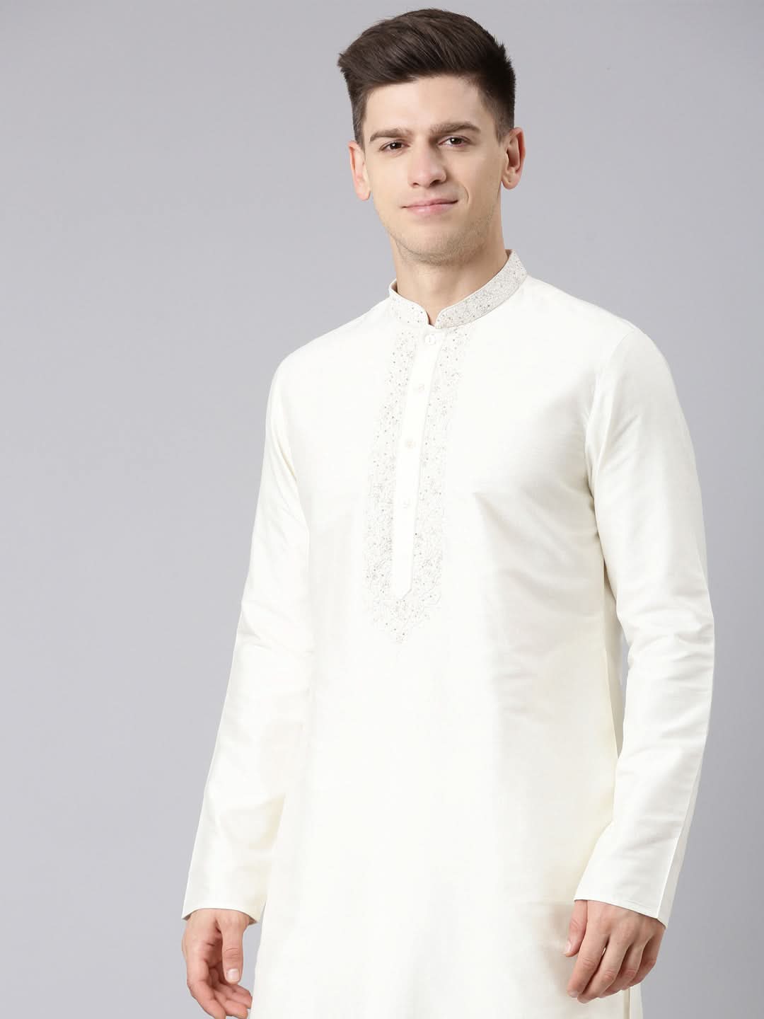 Cream Dori Embroidered Kurta Set