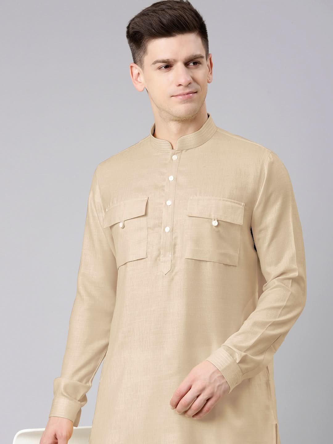 Beige Pathani Kurta Set