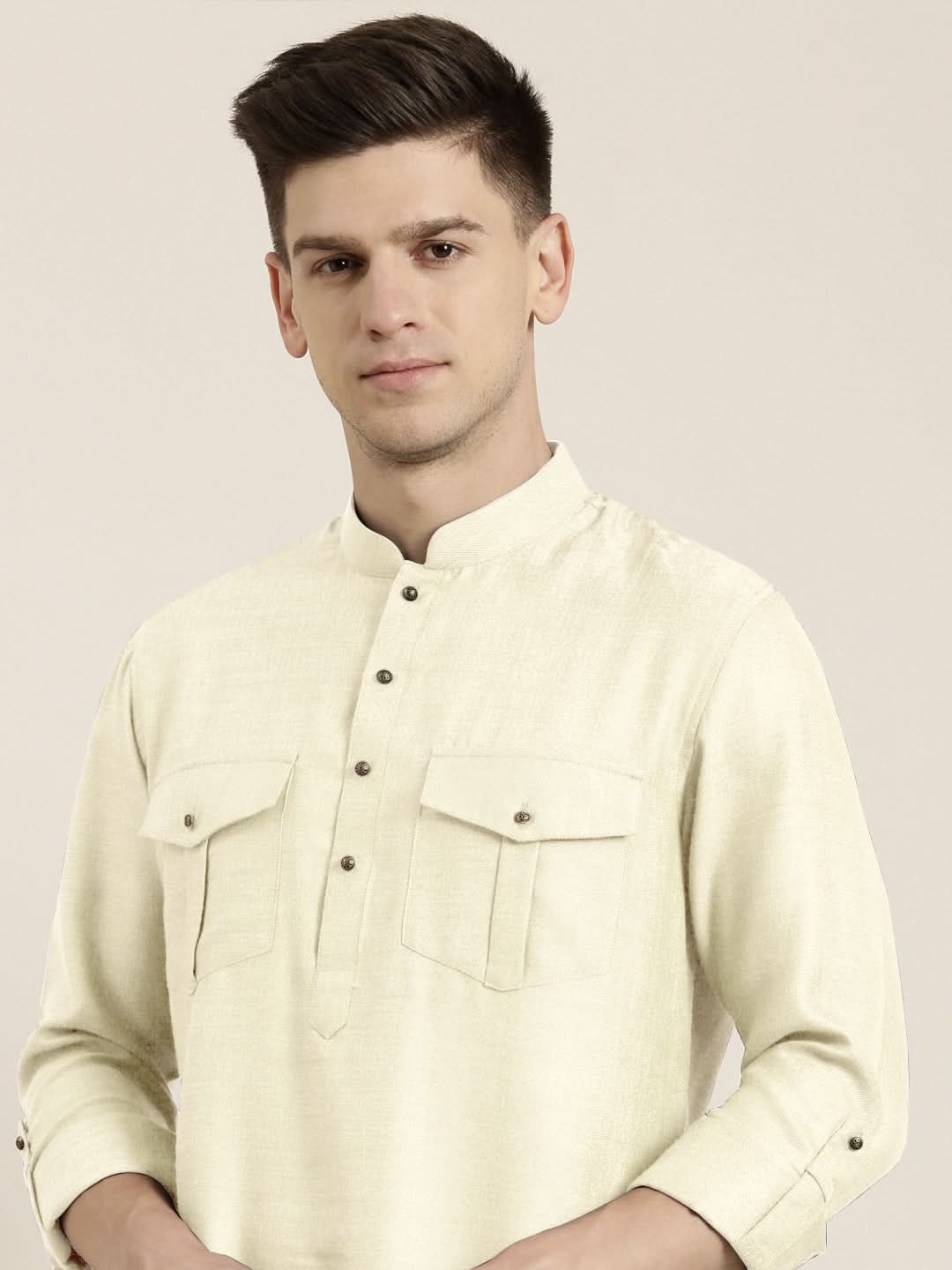 Cream cotton Short Pathani