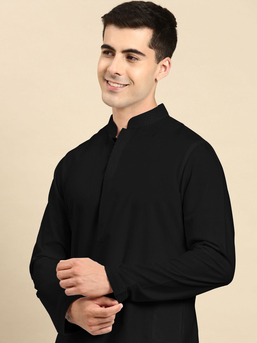 Black fine Cotton Kurta Set