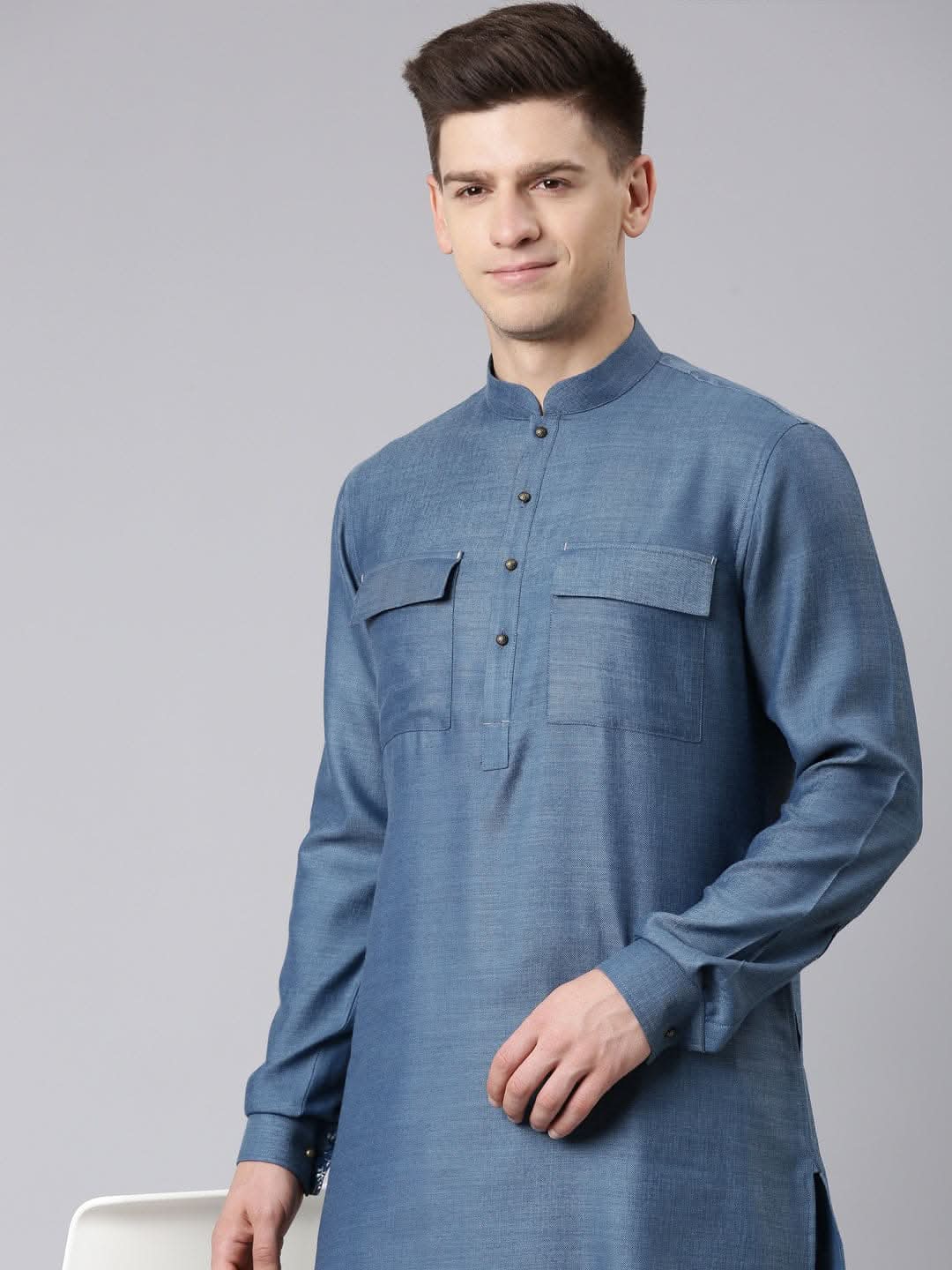 Denim Blue Pathani Kurta Set