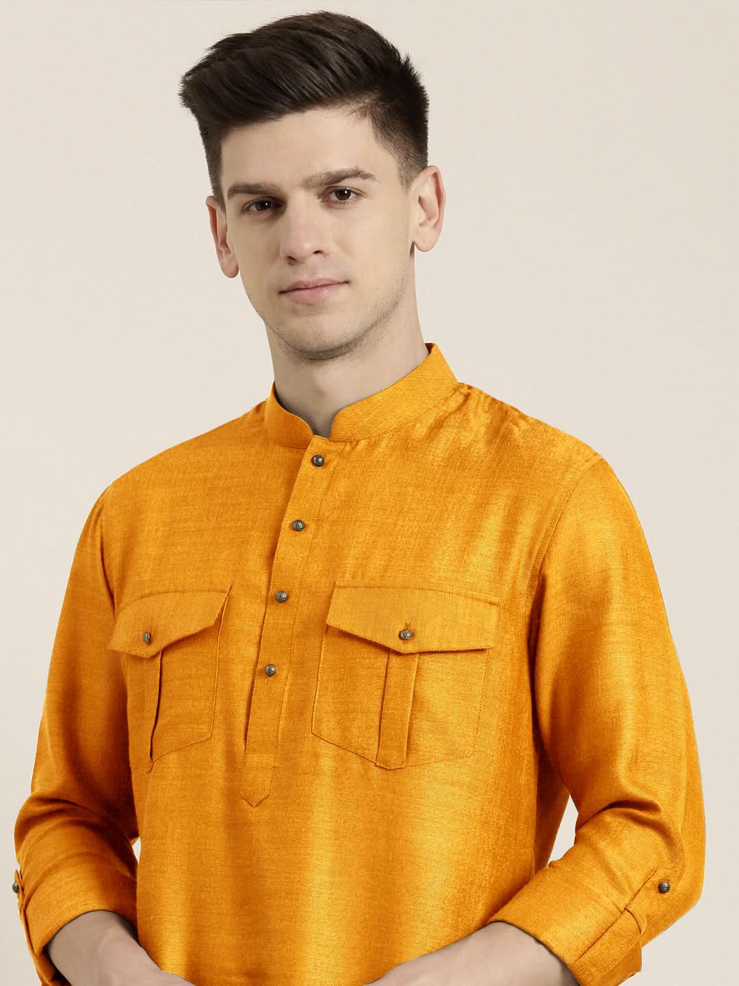 Mustard cotton Short Pathani