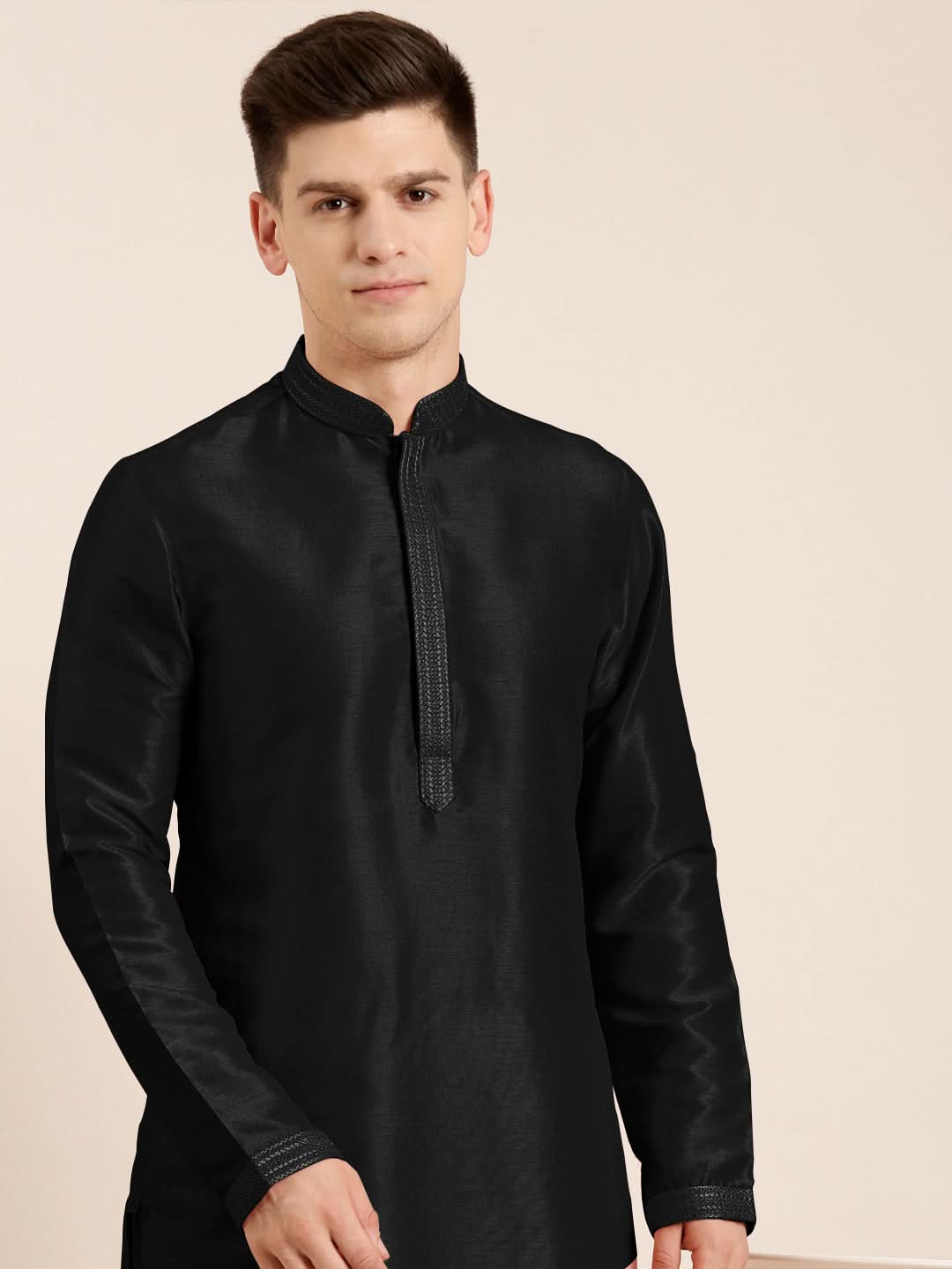 Black Embroidered Kurta Set